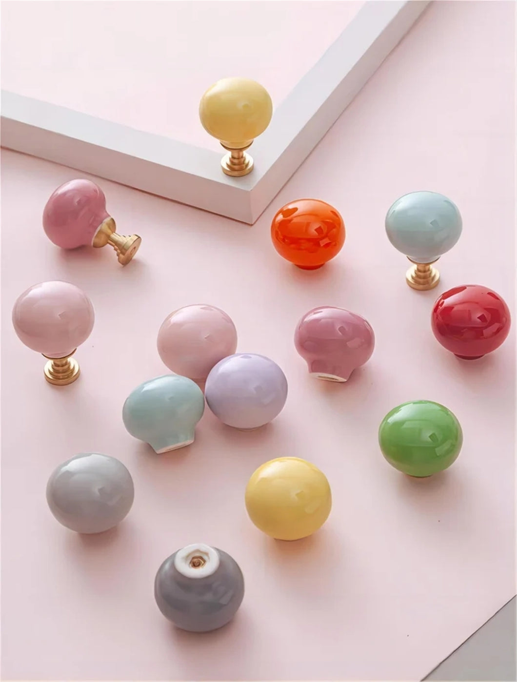 Colorful Candy Ball Ceramic Cabinet Pull Knobs | Dresser, Kitchen & Nursery Drawer Knobs in Gray, Yellow, Green, Blue, Pink, White | Home Decor