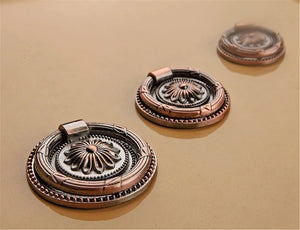 Vintage Style Antique Bronze & Copper Drawer Knobs | Ring Drop Handles for Kitchen, Dresser & Cabinet Furniture Pulls