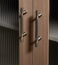 Load image into Gallery viewer, Mid-Century Carved Brass Drawer Pulls, Retro Antique Copper Modern French Cabinet Wardrobe Handles
