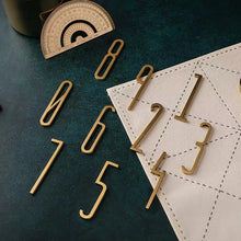Load image into Gallery viewer, Solid Brass Modern Gold House Numbers &amp; Letters | Metal Address Numbers for Mailbox, Room &amp; Symbols | House Address Hardware
